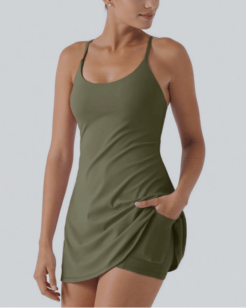 Cloudful™ 2-in-1 Backless Flare Dress – Easy Peezy Edition
