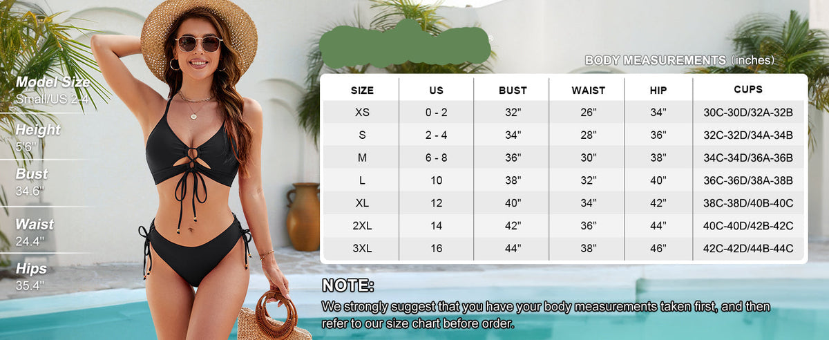 Women’s Cutout String Bikini Set Two Piece Swimsuit Bathing Suit