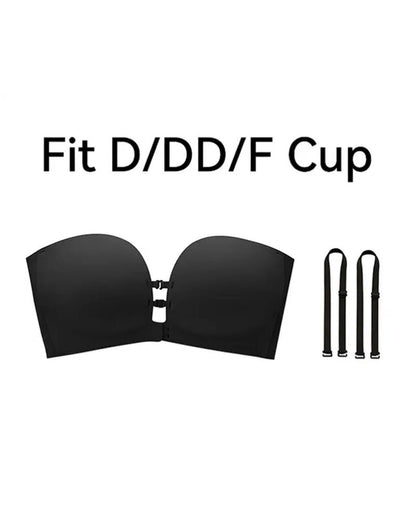 Seamless Front Closure Strapless Push-Up Bra with Removable Straps