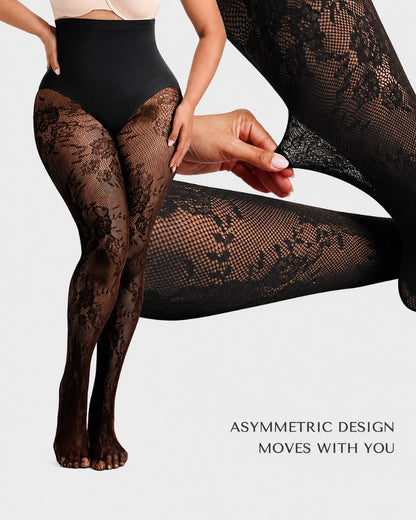 High-Waist Floral Lace Light Control Shaping Tights