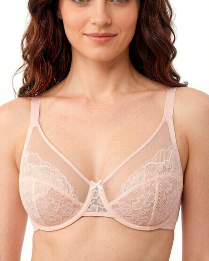 Floral lace shaping plus size bra