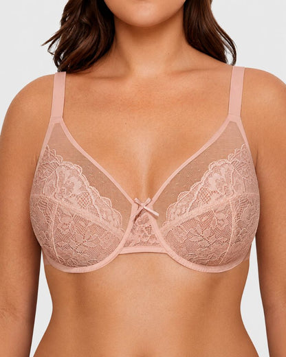 Floral Lace Unlined Full-Coverage Underwire Bra