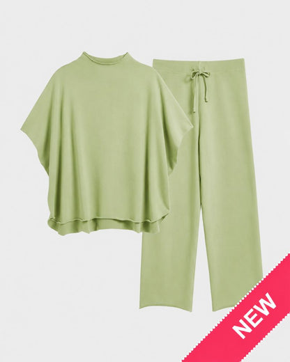 Relaxed Batwing Top & Wide-Leg Pants Set