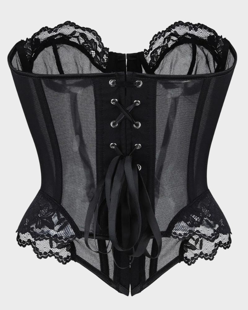 Y2K Leopard Lace Boned Corset Top