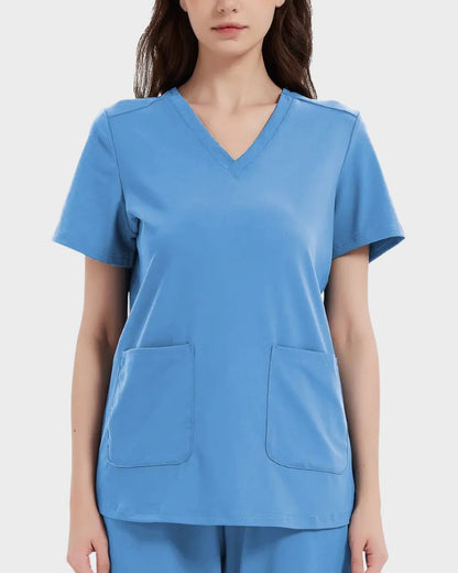 Stretch V-Neck 2-Pocket Uniform Costume Top
