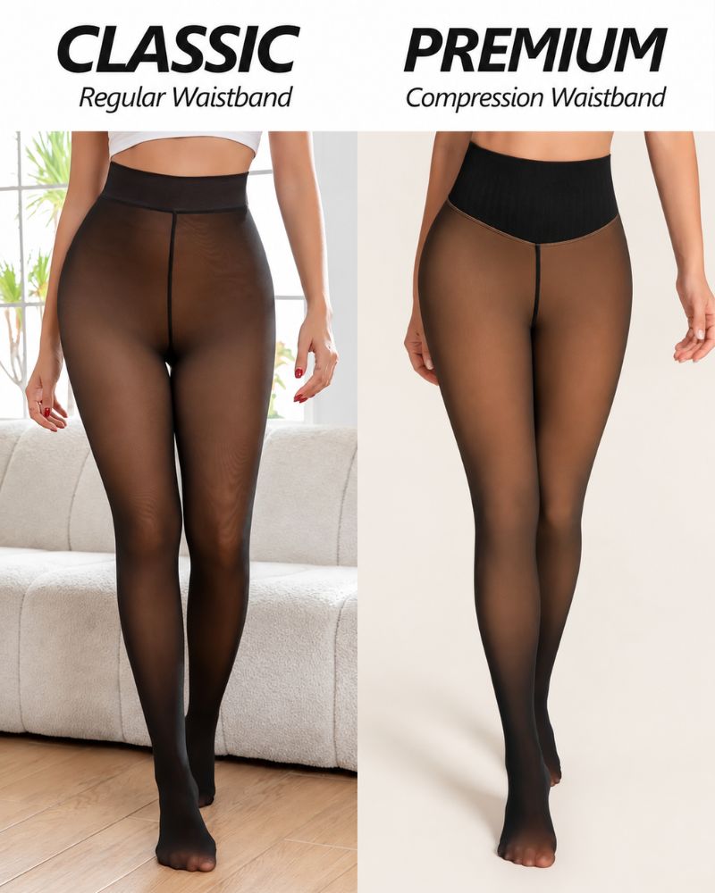 One-Seam 4-Shade Fleece-Lined Sheer Tights