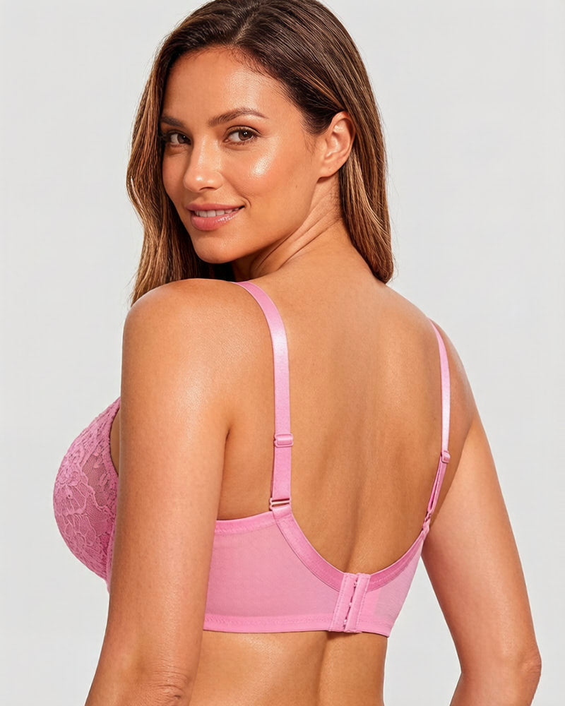 Full Coverage Lace Pink Minimizer Bra