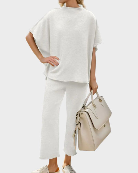 Relaxed Batwing Top & Wide-Leg Pants Set