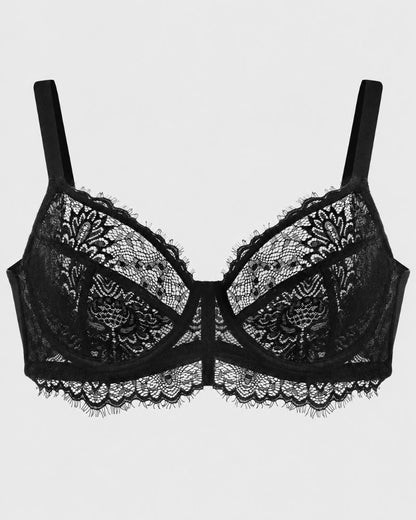Floral Lace Full-Coverage Underwire Minimizer Bra