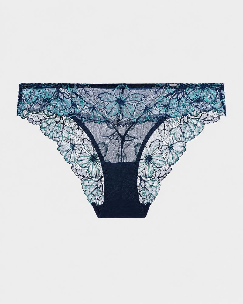 Gradient Floral Lace Sheer Mesh Briefs