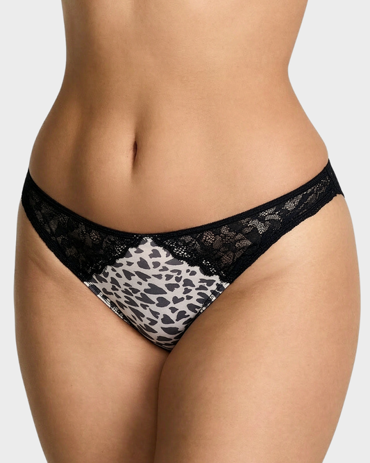Leopard Heart Lace Sheer Mesh Briefs