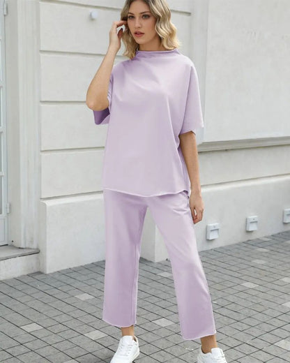Relaxed Batwing Top & Wide-Leg Pants Set