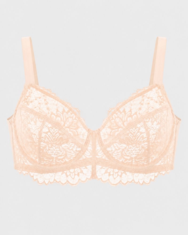 Floral Lace Full-Coverage Underwire Minimizer Bra