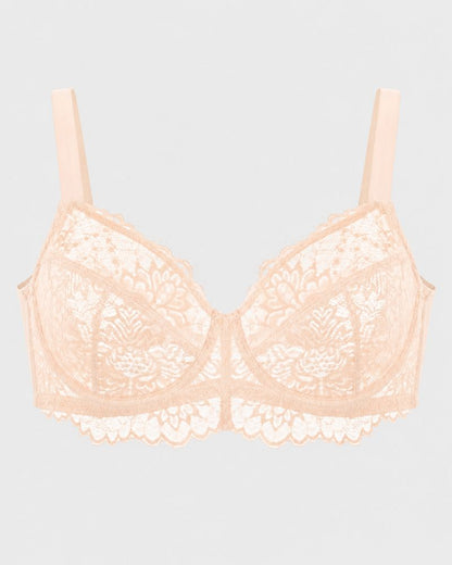 Floral Lace Full-Coverage Underwire Minimizer Bra