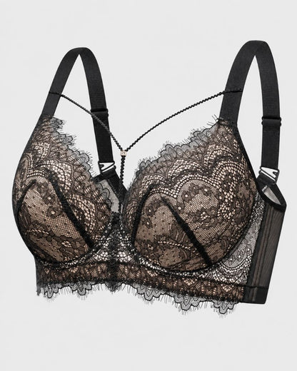 Deep-V Lace Full-Coverage Push-Up Bra