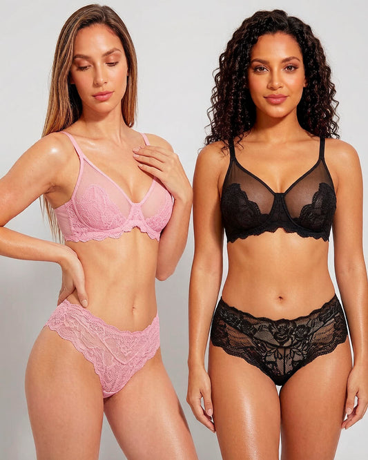 Full Coverage Lace Bras Set of 2