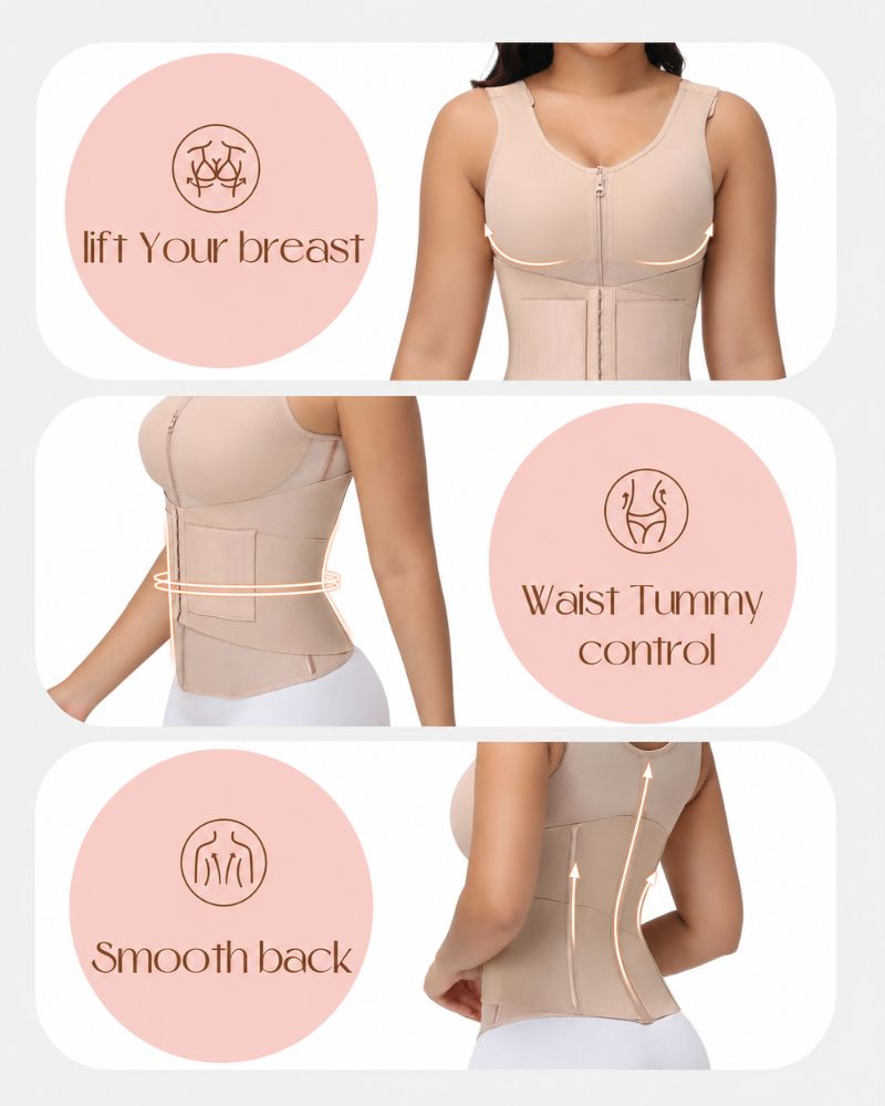 Double Compression Waist Trainer Vest with Built-In Bra