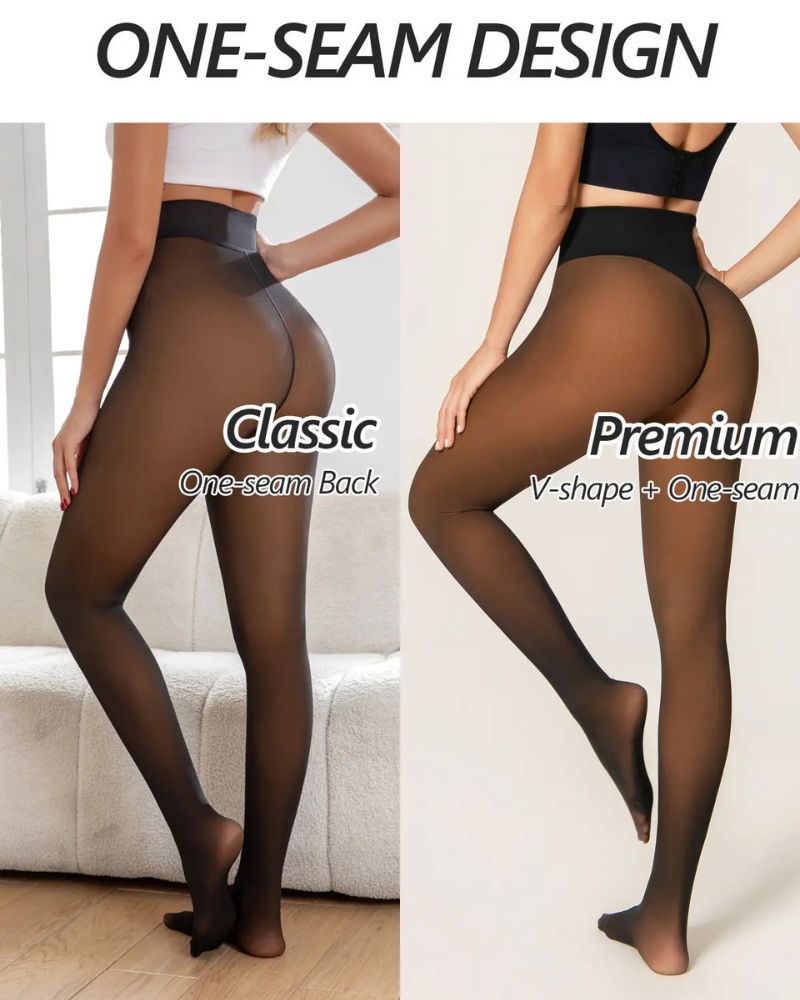 One-Seam 4-Shade Fleece-Lined Sheer Tights