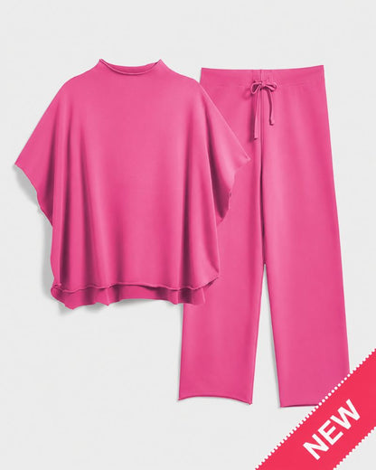 Relaxed Batwing Top & Wide-Leg Pants Set
