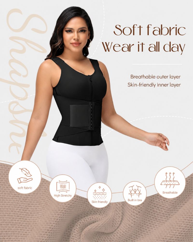 Double Compression Waist Trainer Vest with Built-In Bra