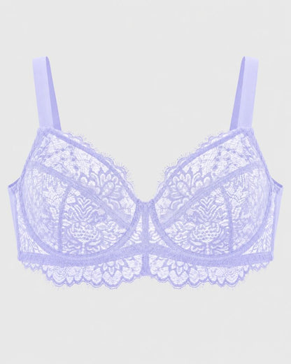 Floral Lace Full-Coverage Underwire Minimizer Bra