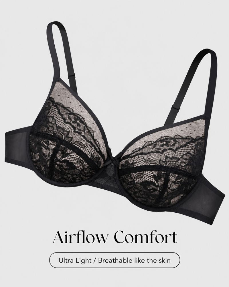 Floral Lace Unlined Full-Coverage Underwire Bra