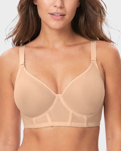 Sheer Mesh Longline Convertible Underwire Bra