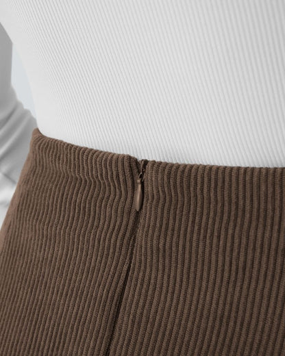 High-Waist 2-in-1 Corduroy A-Line Mini Skirt