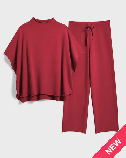 Relaxed Batwing Top & Wide-Leg Pants Set