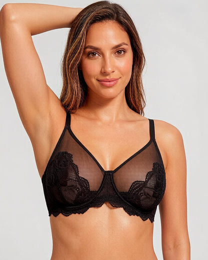 Full Coverage Lace Black Minimizer Bra
