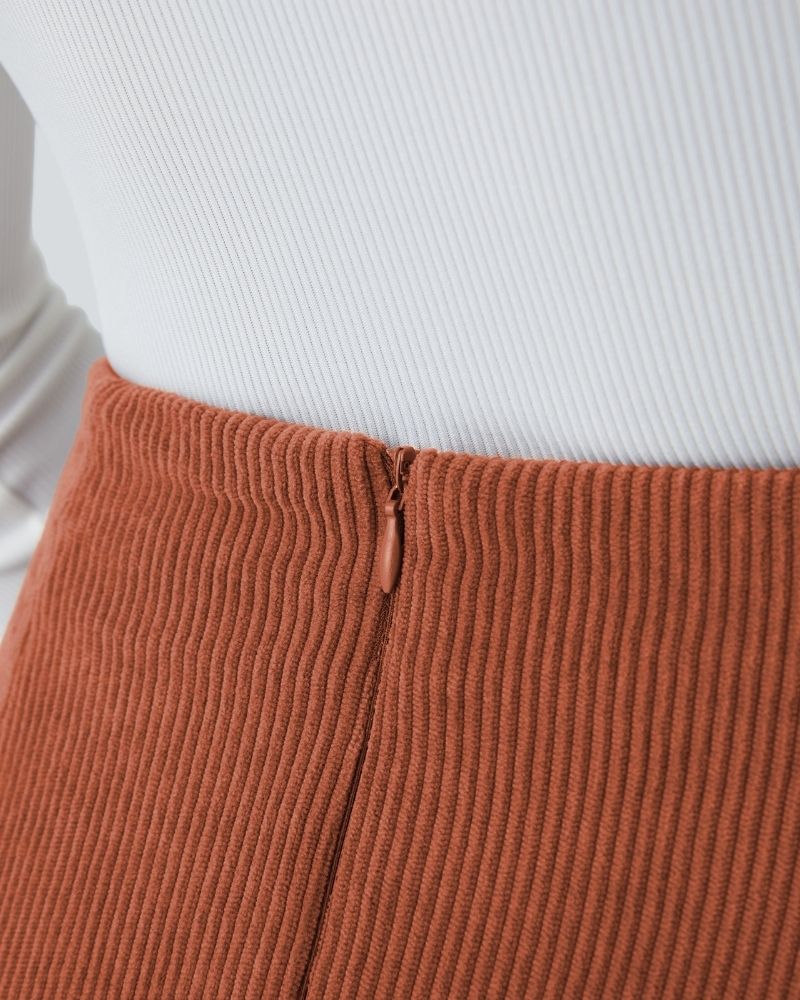 High-Waist 2-in-1 Corduroy A-Line Mini Skirt