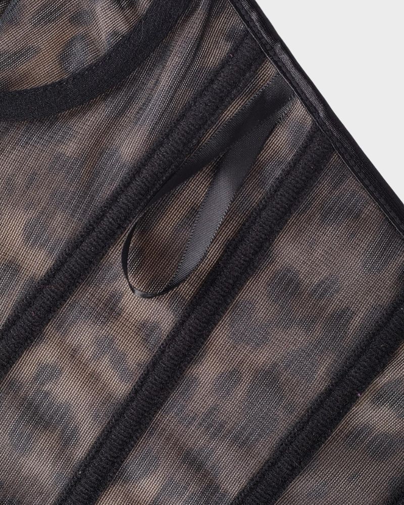 Y2K Leopard Lace Boned Corset Top