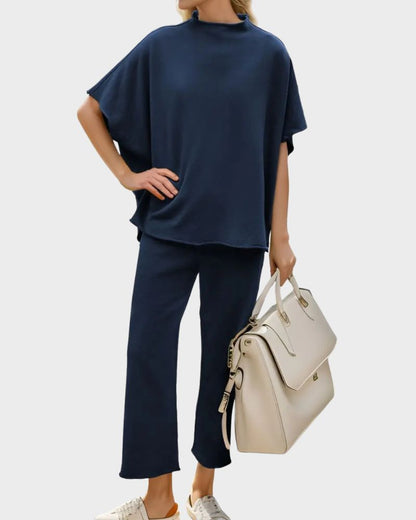 Relaxed Batwing Top & Wide-Leg Pants Set