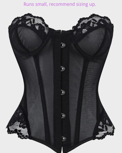Y2K Leopard Lace Boned Corset Top
