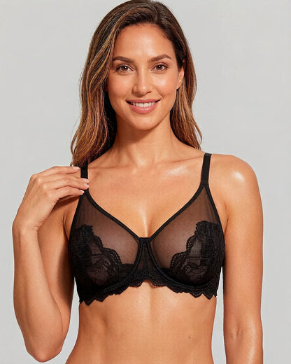 Full Coverage Lace Black Minimizer Bra