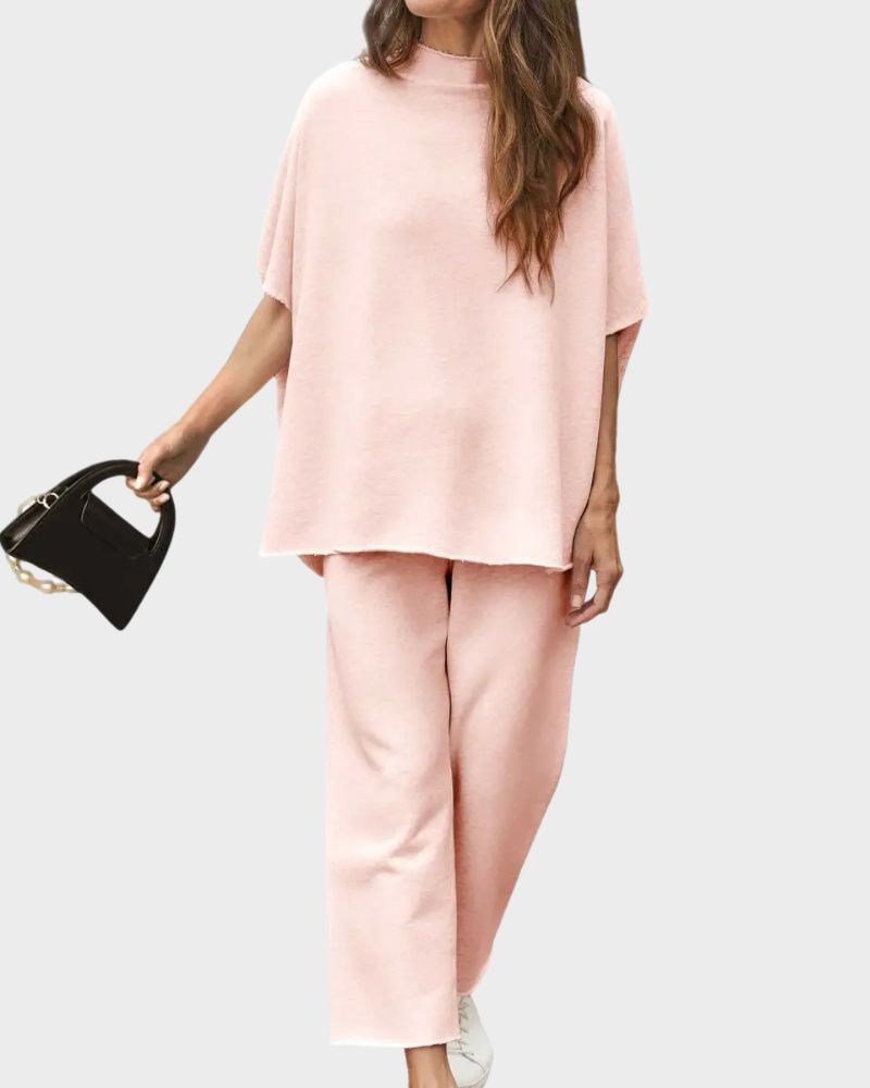 Relaxed Batwing Top & Wide-Leg Pants Set