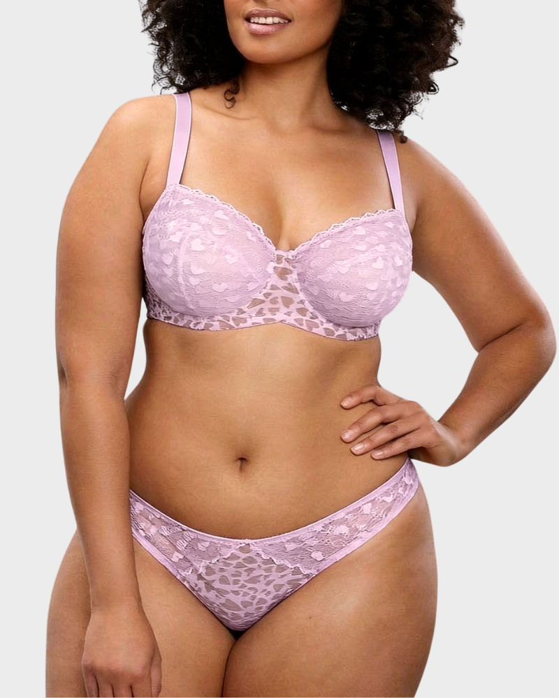 Leopard Heart Lace Sheer Mesh Briefs