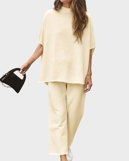 Relaxed Batwing Top & Wide-Leg Pants Set