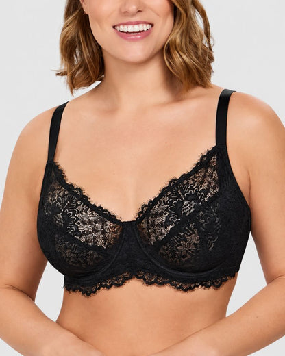 Floral Lace Full-Coverage Underwire Minimizer Bra