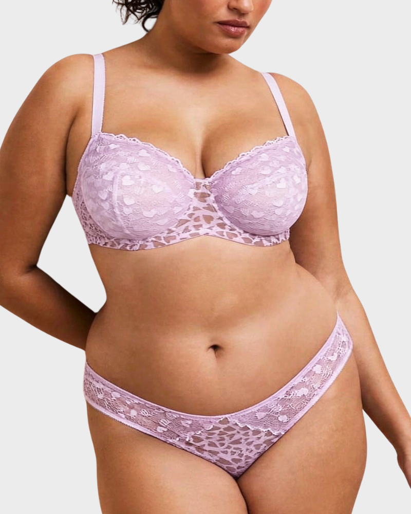 Leopard Heart Lace Sheer Mesh Briefs
