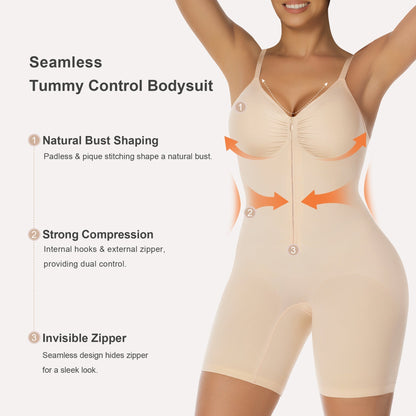 Women's Tummy Control Zip Front Bodysuit