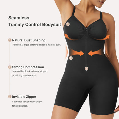 Women's Tummy Control Zip Front Bodysuit
