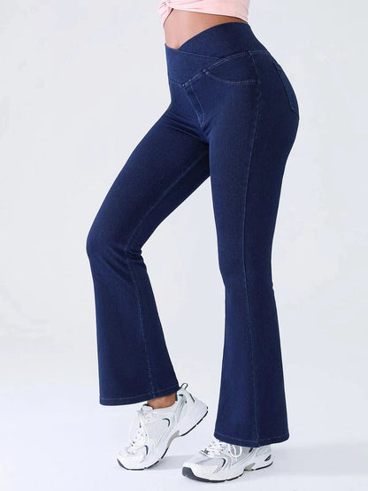 SHAPECURVE Crossover Denim Side Pockets Sculpting Leggings