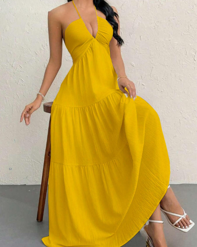 Women's Summer Sleeveless Loose A Line Plain Dress