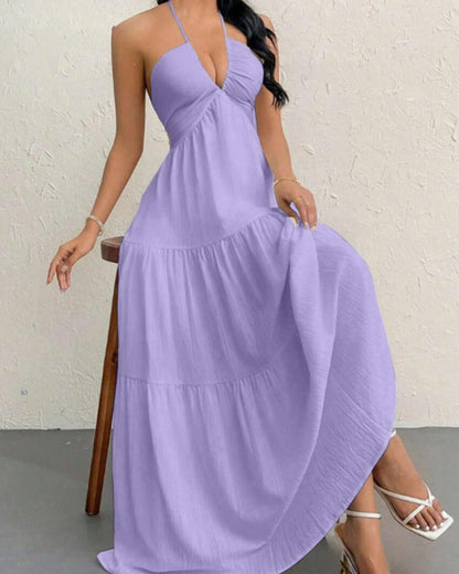 Women's Summer Sleeveless Loose A Line Plain Dress