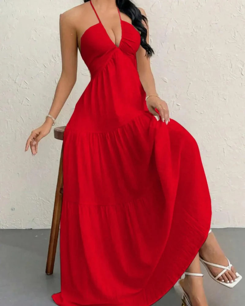 Women's Summer Sleeveless Loose A Line Plain Dress