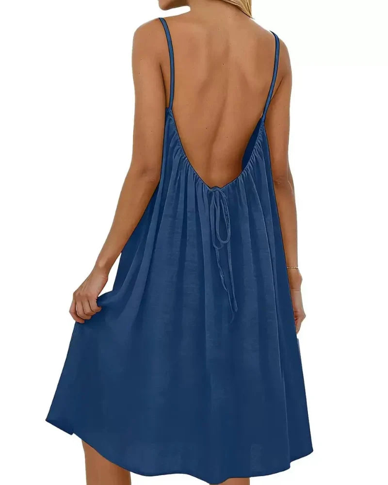 Women's Solid Color Backless Cami Dress