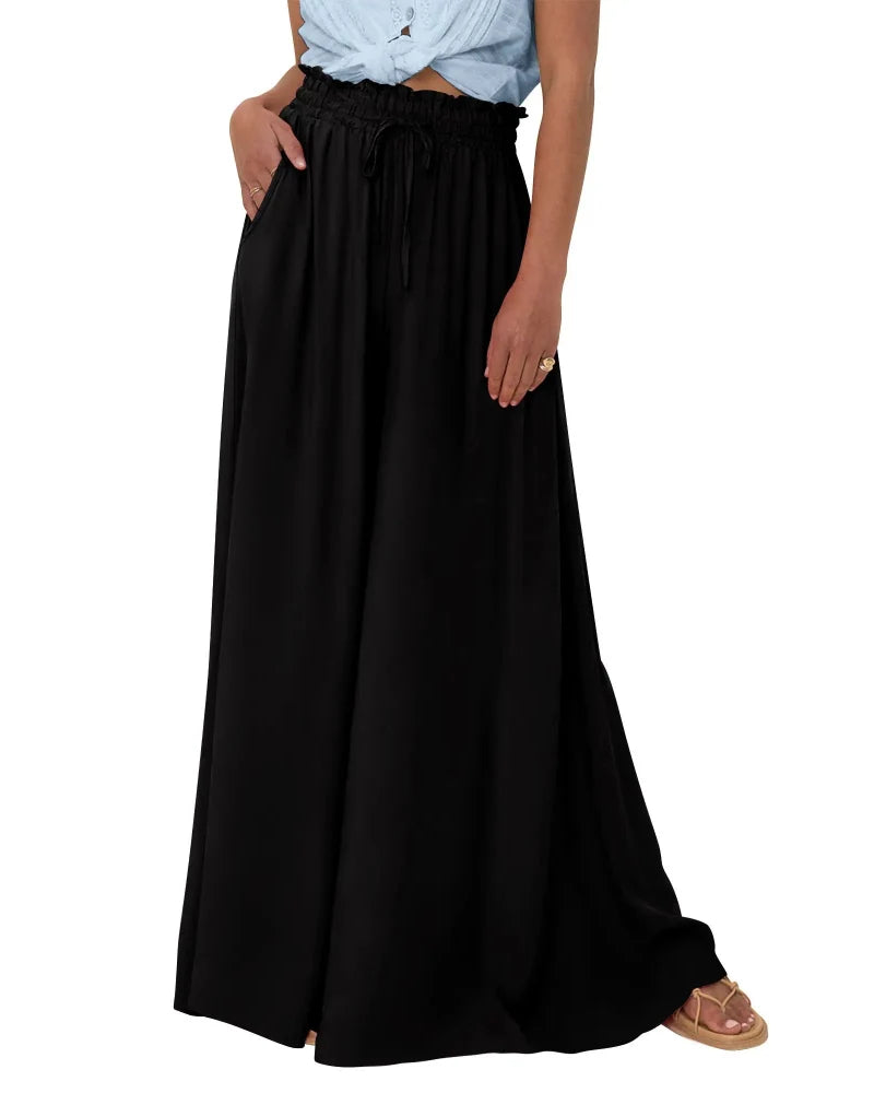 Women High Waist Wide Leg Palazzo Pants with Pockets