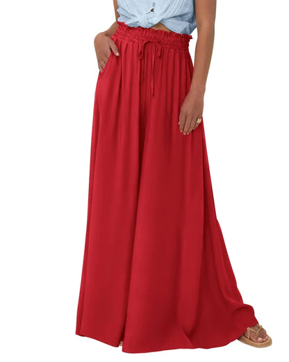 Women High Waist Wide Leg Palazzo Pants with Pockets