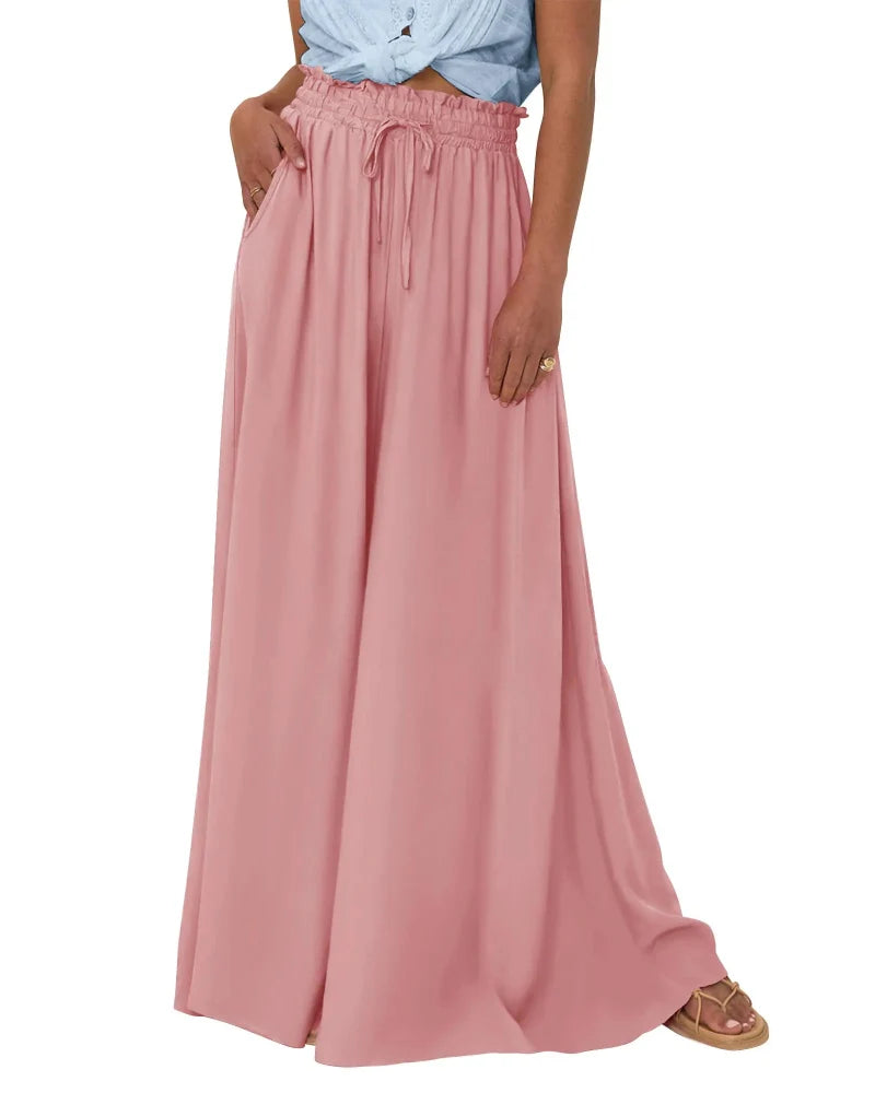 Women High Waist Wide Leg Palazzo Pants with Pockets
